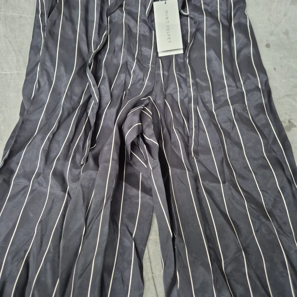 MINT VELVET SICILIAN BLACK STRIPE WIDE TROUSERS, XS SHORT