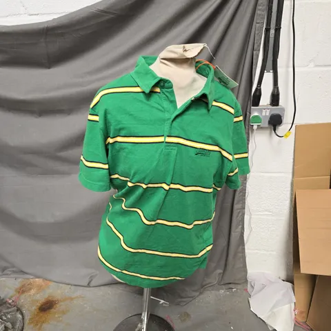 SUPERDRY ACADEMY STRIPE POLO – VARSITY GREEN STRIPE – SIZE L