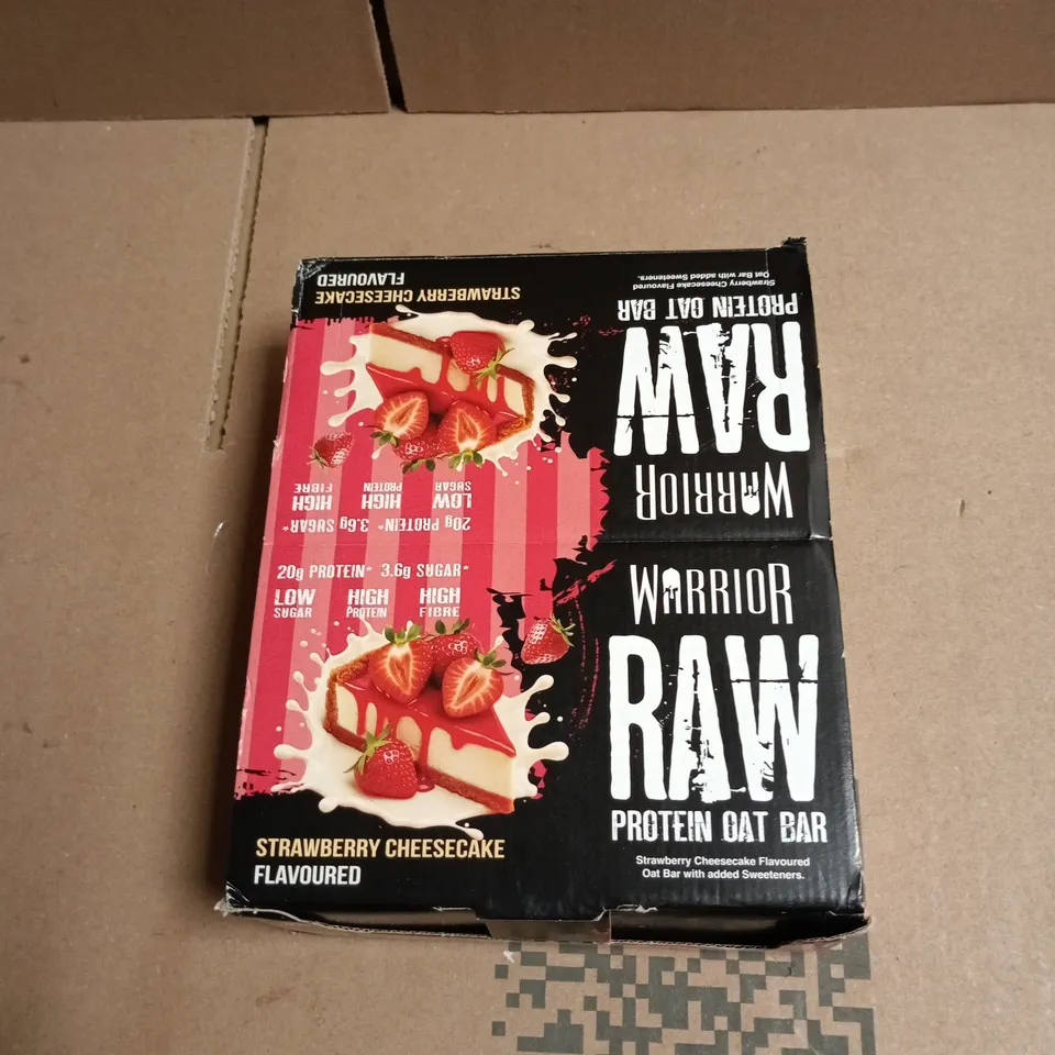 CASE OF 12 WARRIOR RAW PROTEIN OAT BARS - STRAWBERRY CHEESECAKE FLAVOUR 