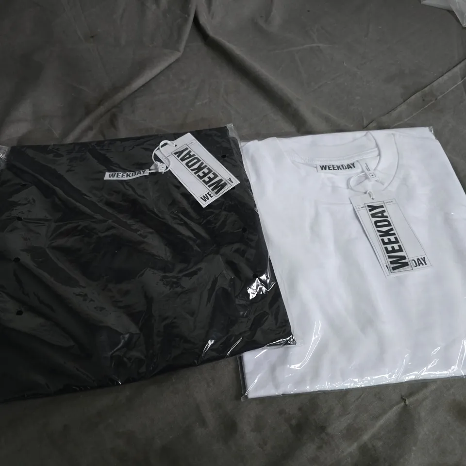 WEEKDAY T-SHIRTS, WHITE & BLACK, UK M, SET OF 2