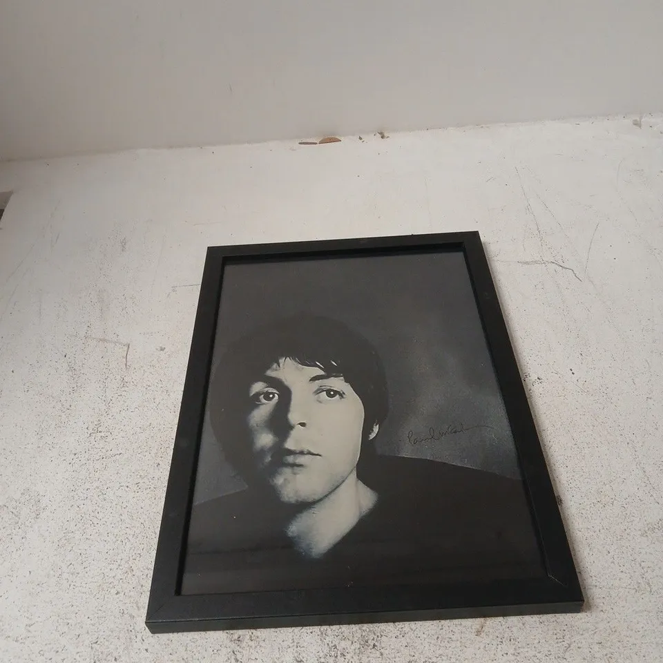 COPY SIGNED PRINT OF PAUL MCCARTNEY FROM A FAMOUS 1967 PHOTO SESSION BY PHOTOGRAPHER RICHARD AVEDON - WITH FRAME