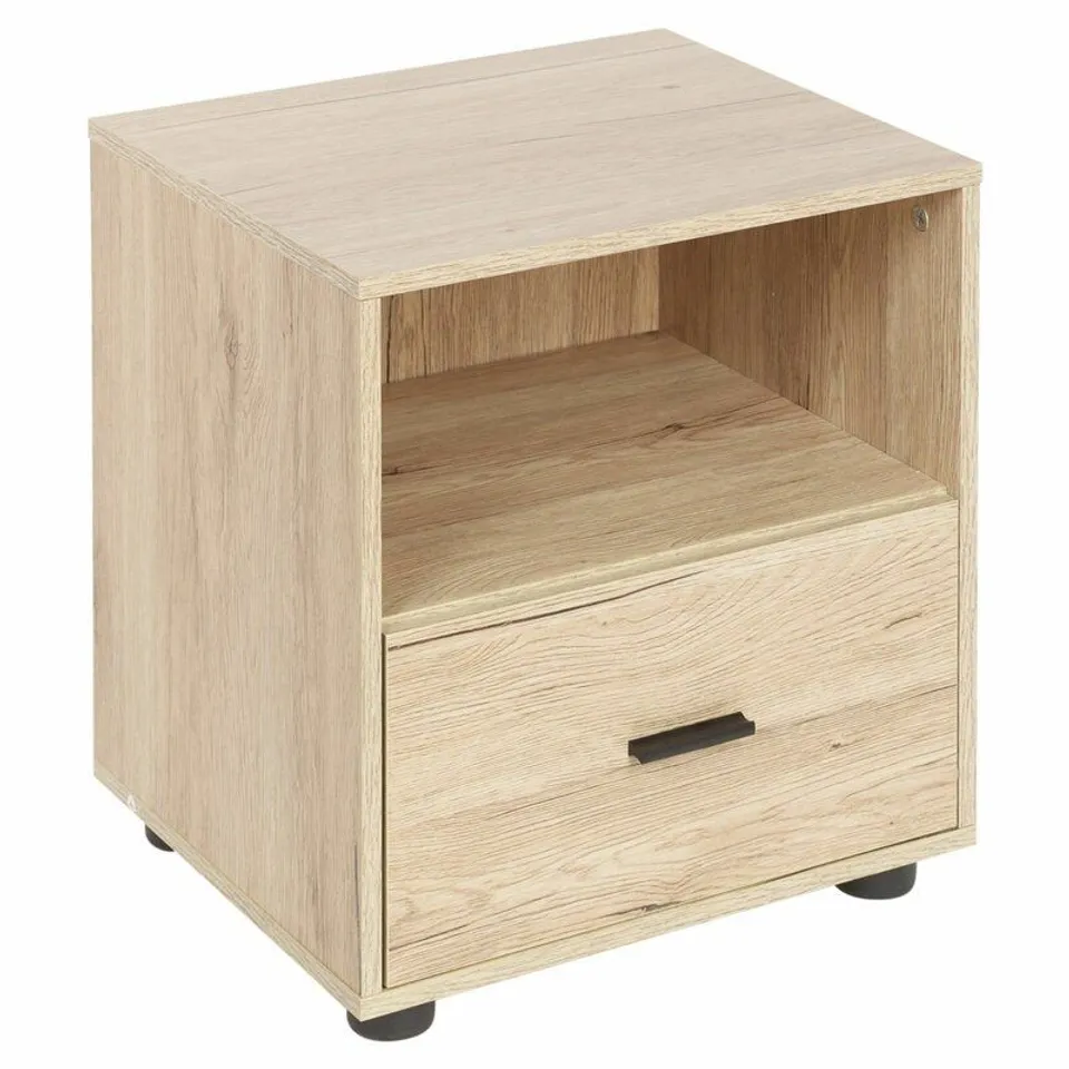 LASHLEY 1 DRAWER BEDSIDE TABLE BEIGE