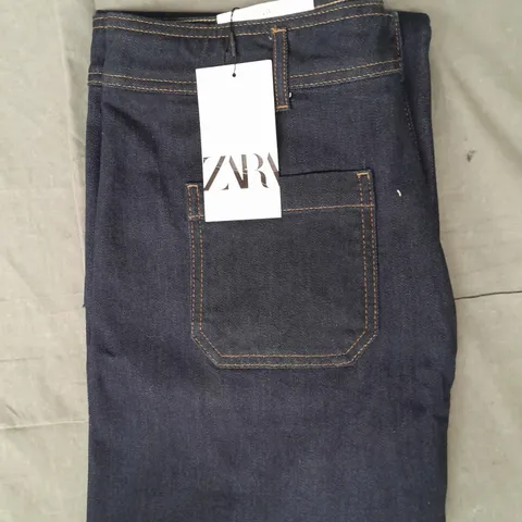 ZARA THE PATCH POCKET JEANS IN NAVY SIZE UK 16