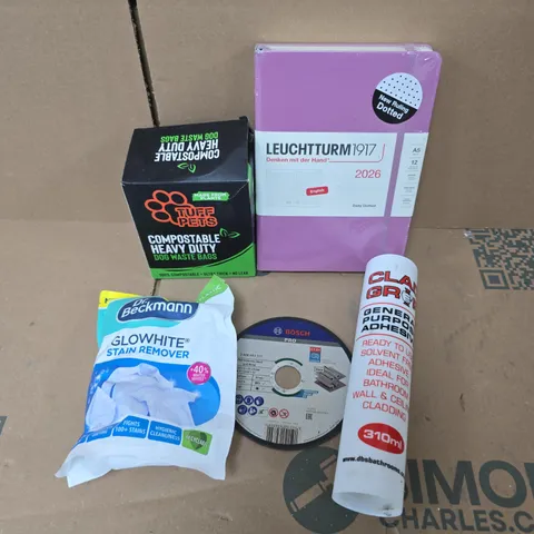 APPROXIMATELY 20 ASSORTED HOUSEHOLD PRODUCTS TO INCLUDE STAIN REMOVER, ADHESIVE, DOG WASTE BAGS ETC 