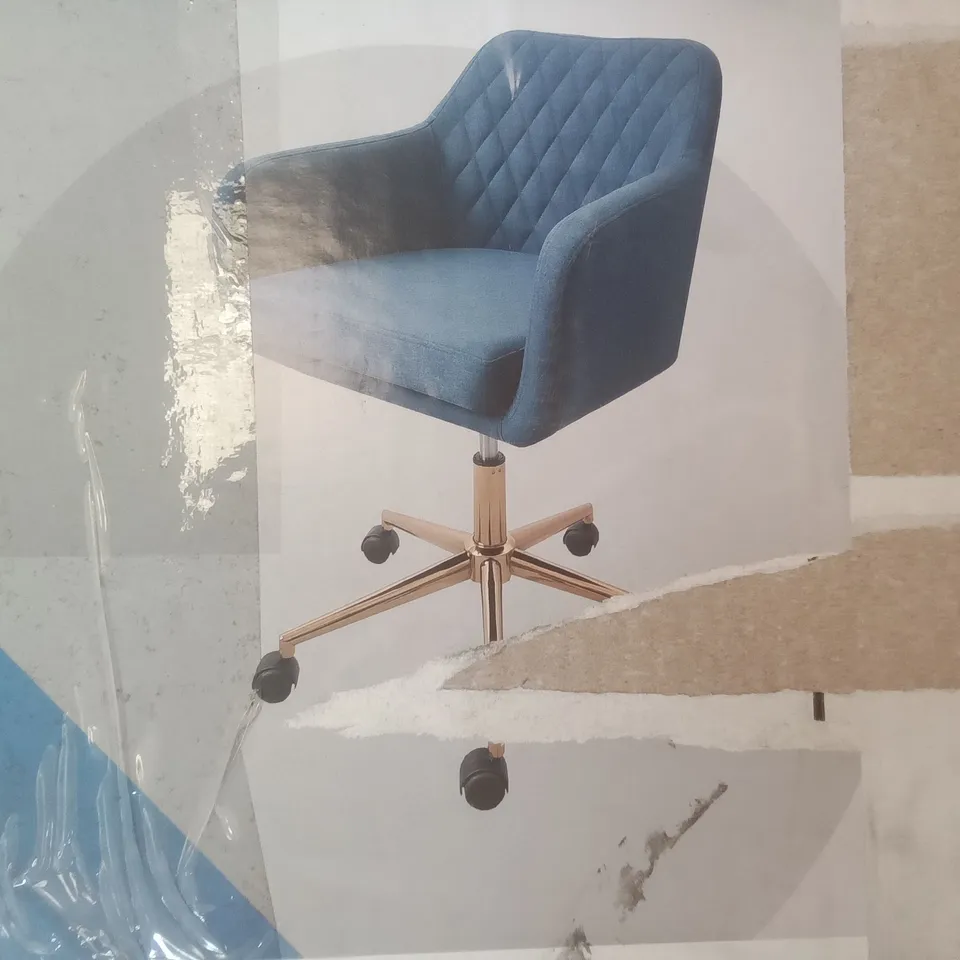 BOXED SKYBER OFFICE CHAIR - DARK BLUE LINEN EFFECT 