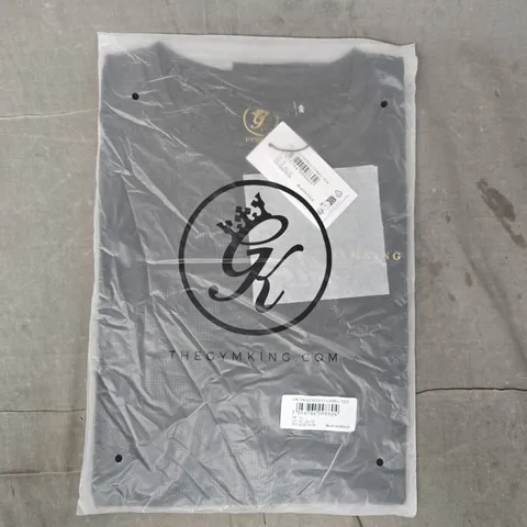 GYM KING DEBOSSED CAMO T-SHIRT IN BLACK/GOLD SIZE XL