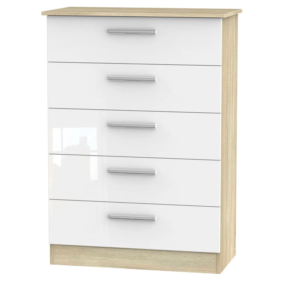 BOXED CARLTON 5 DRAWER 128CM W (2 BOXES)
