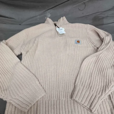 CARHARTT DETROIT HALF ZIP SWEATER – FLEUR DE SEL, UK SIZE S