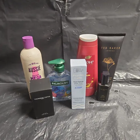 APPROXIMATEY 20 ASSORTED HEALTH AND BEAUTY PRODUCTS TO INCLUDE - AUSSIE SHAMPOO - PEPTIDE CALM MILKY TONER - THOMSON CARTER BODY WASH - ETC