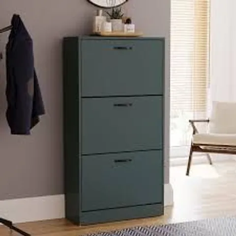 BOXED VIDA 3 DRAWER SHOE CABINET - GREEN (1 BOX)