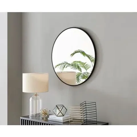BOXED ALCANTERA ROUND METAL FRAME WALL MIRROR SIMPLE AND ELEGANT MODERN DESIGN (1 BOX)