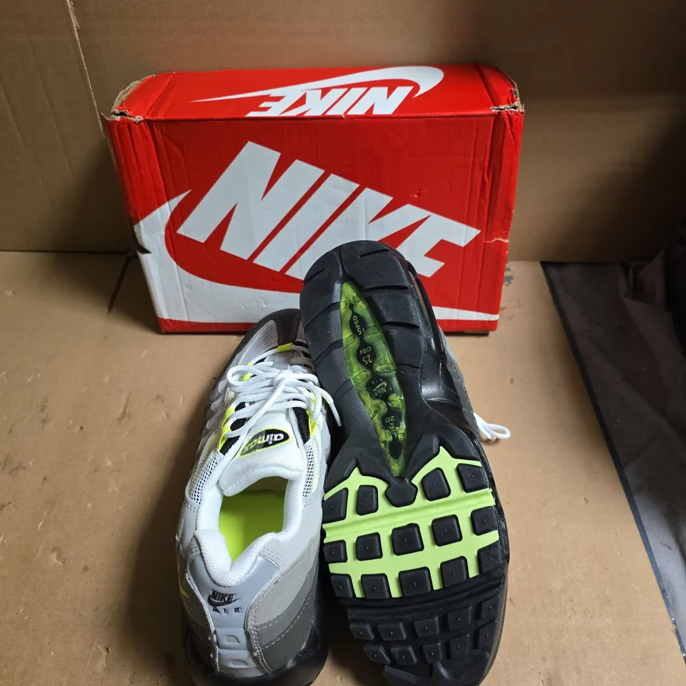 NIKE AIR SNEAKERS - WHITE/GREY WITH NEON YELLOW ACCENTS - UK SIZE 12 