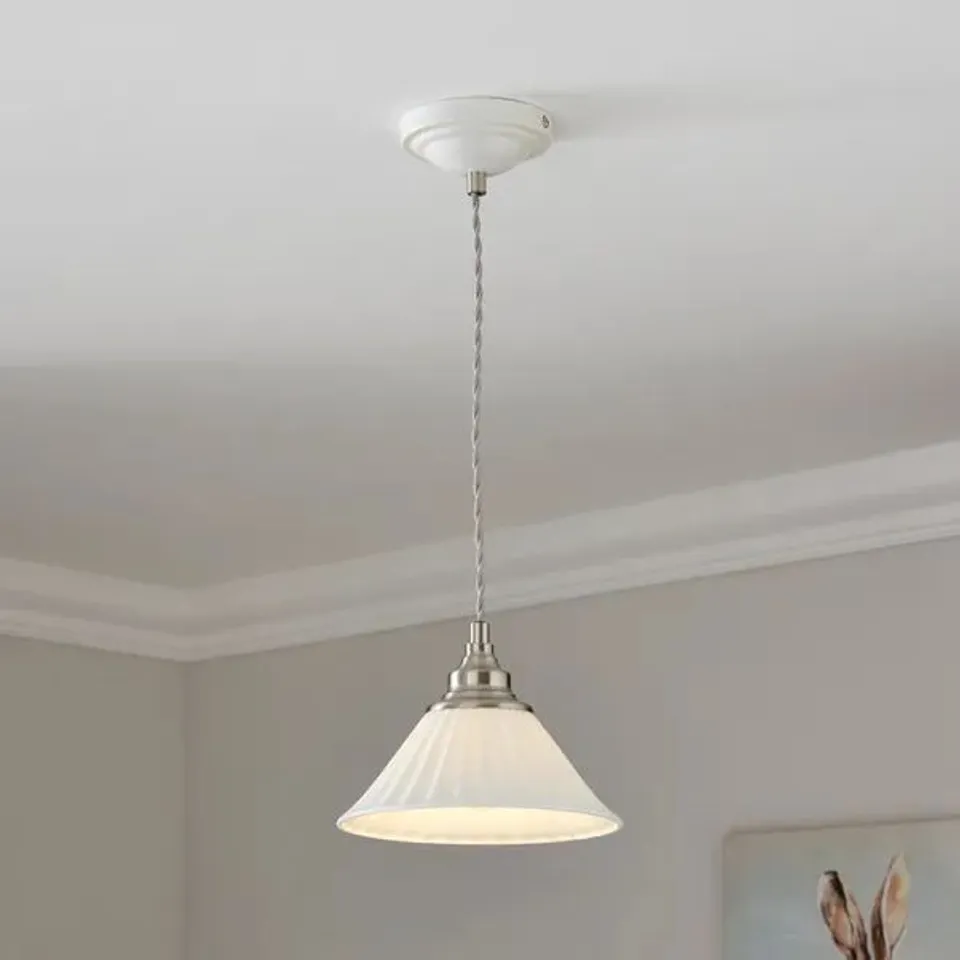 BOXED LILBOURNE RIBBED CERAMIC PENDANT LIGHT