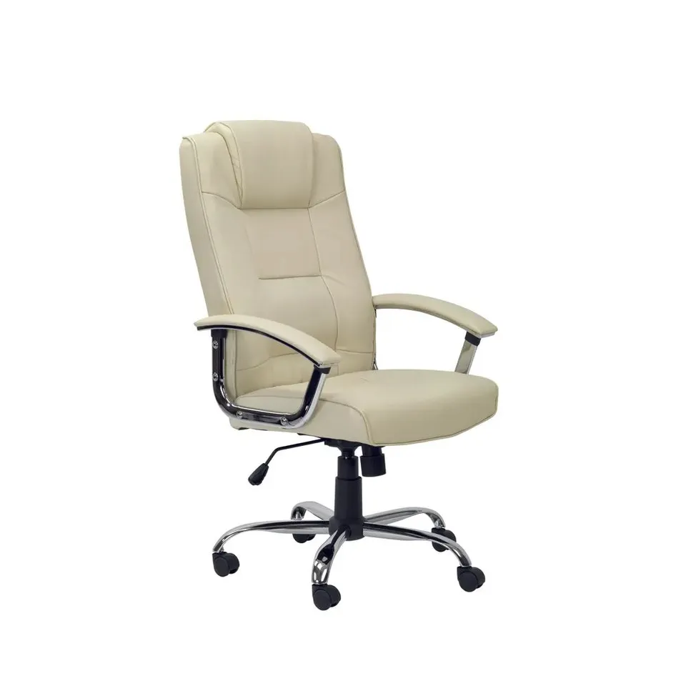 BOXED ALPHASON HOUSTON HIGH BACK LEATHER OFFICE CHAIR - CREAM (1 BOX)