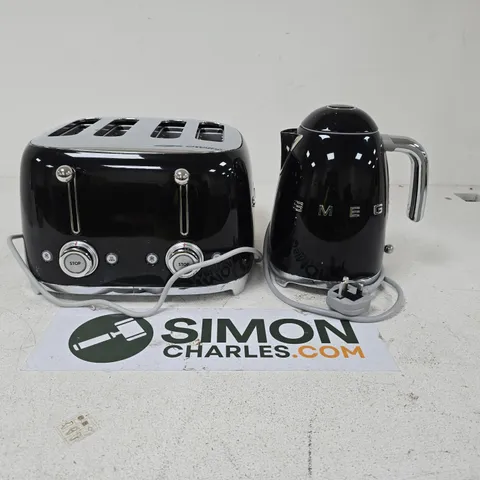 SMEG 50'S STYLE 4-SLICE TOASTER AND KETTLE - BLACK