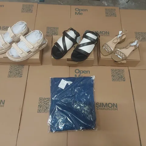 PALLET CONTAINING APPROXIMATELY 190x BRAND NEW ASSORTED DESIGNER CLOTHING ITEMS AND SHOES INCLUDING: SIMPLY BE SANDALS, JD WILLIAMS SHOES, JOANNA HOPE JERSEY DRESSES ECT