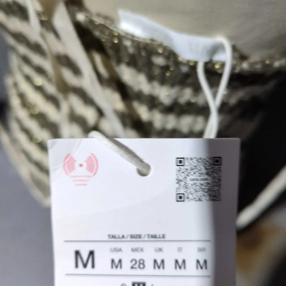 WOMEN'S STRIPED KNIT MIDI DRESS, CREAM & BROWN, UK M (US M)