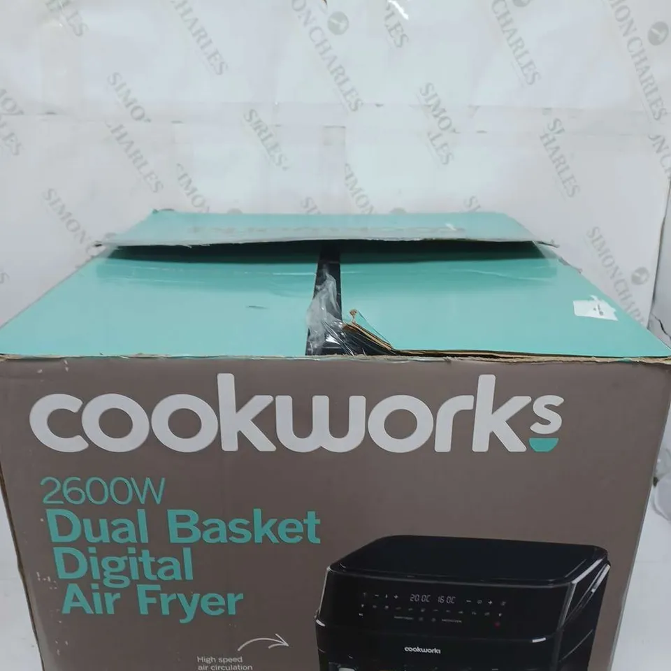 BOXED COOKWORKS 2600W DUAL BASKET DIGITAL AIR FRYER
