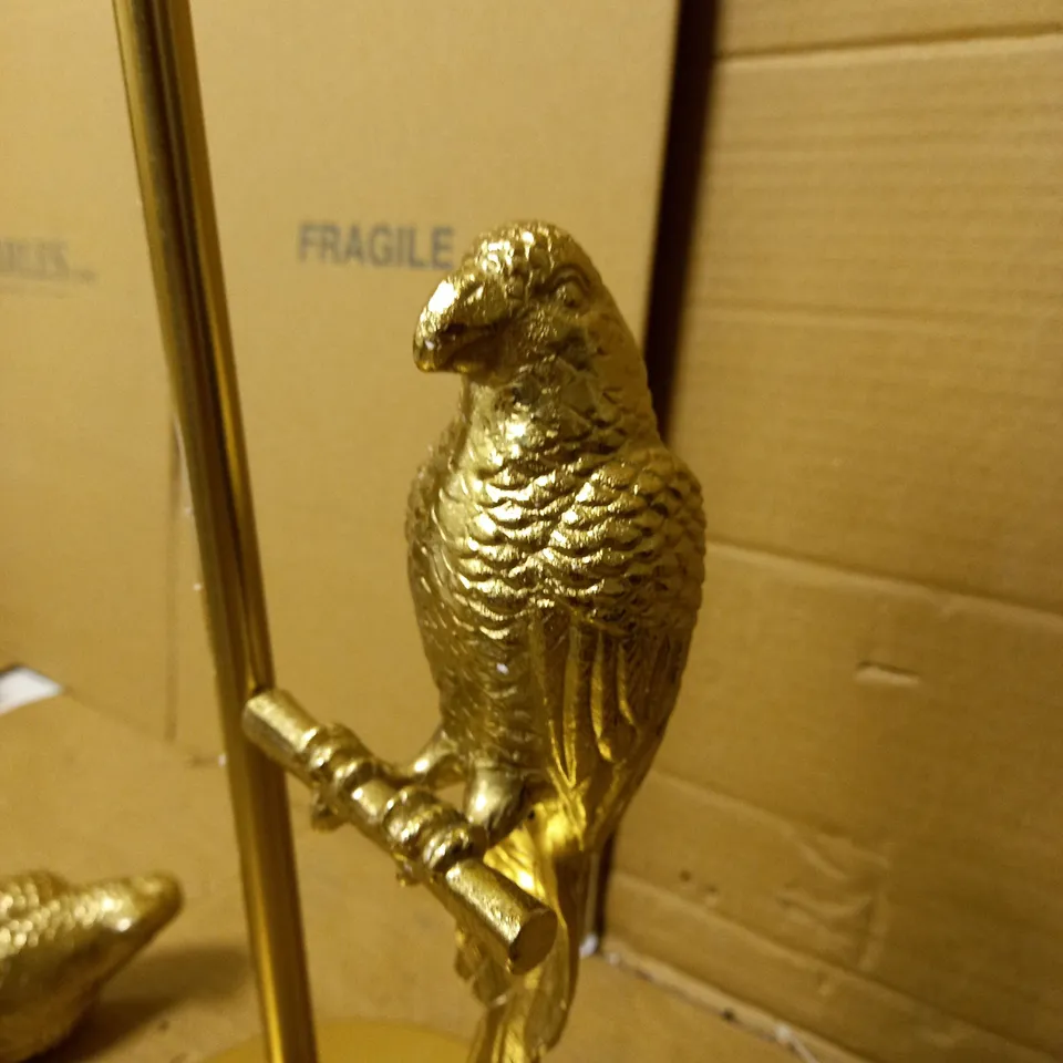 ALISON CORK DOUBLE PARROT DETAIL TABLE LAMP GOLD DUO