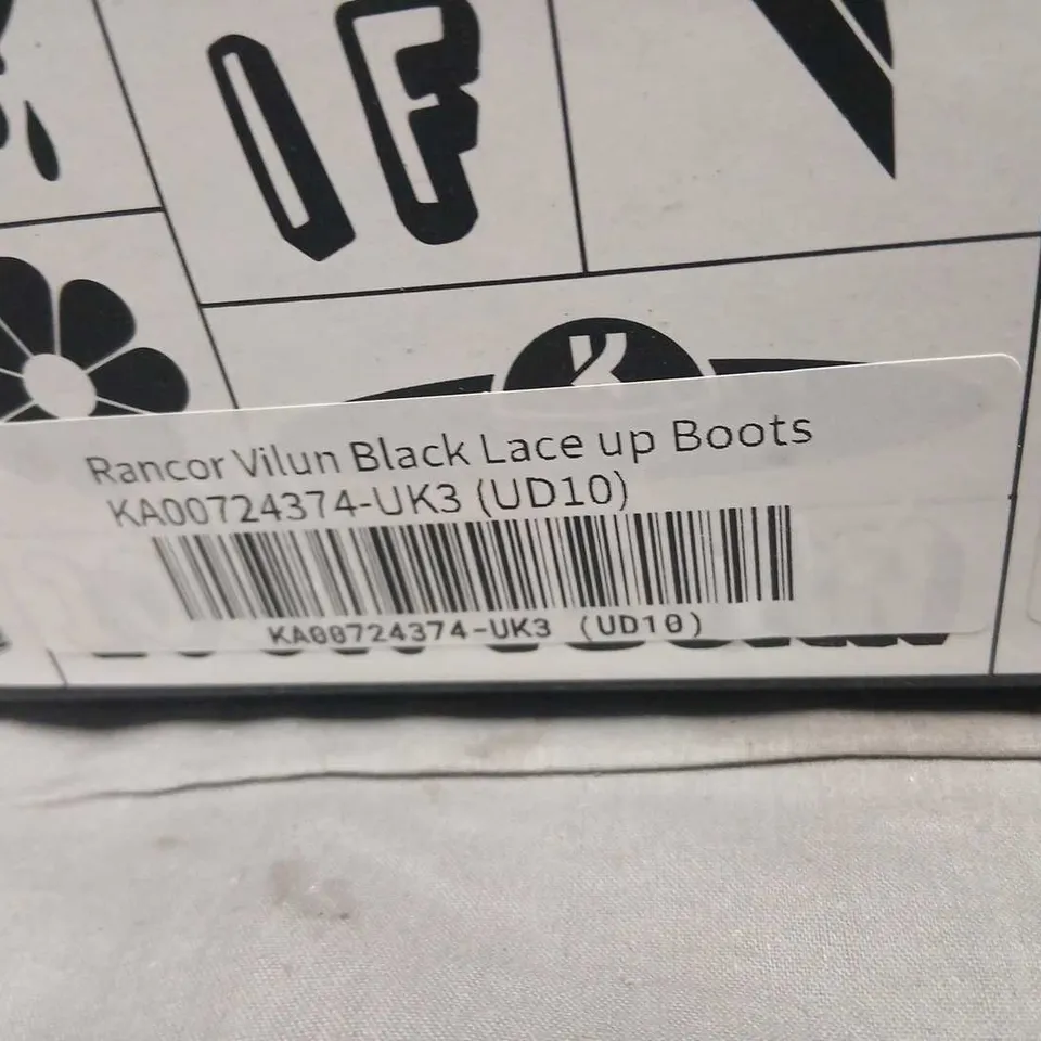 KOI RANCOR VILUN BLACK LACE-UP BOOTS, UK3