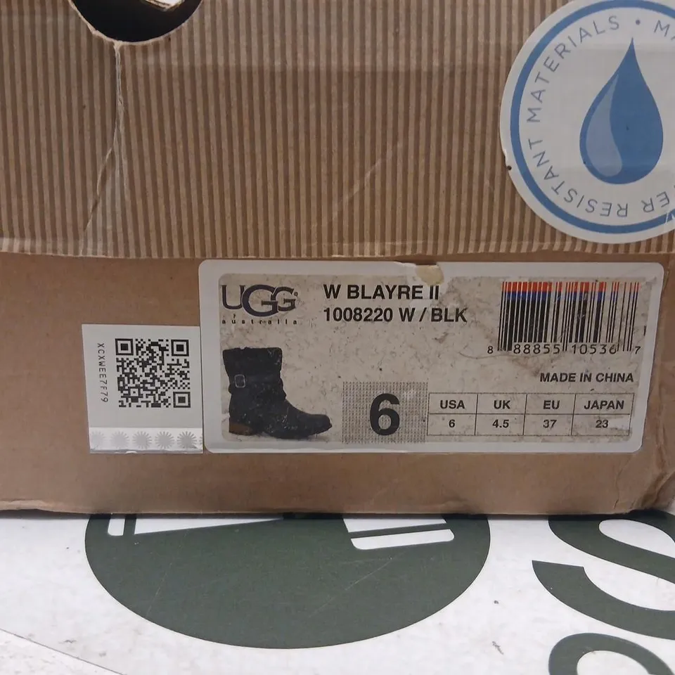 UGG AUSTRALIA W BLAYRE II BOOTS – BLACK, UK 4.5 (US 6) – BOXED