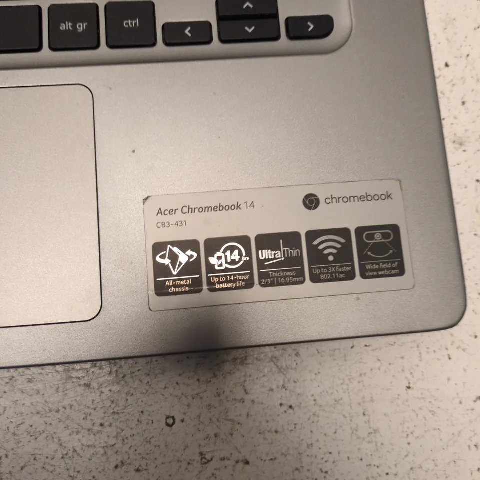 ACER CHROMEBOOK 14 CB3-431 – SILVER, CELERON N3060, 2GB RAM, 32GB EMMC