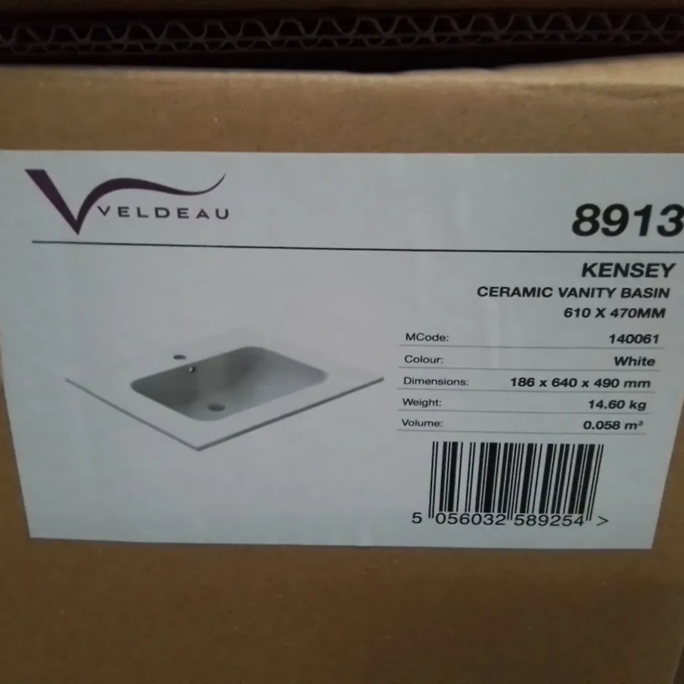 BOXED KENSEY CERAMIC VANITY BASIN 610 X 470MM