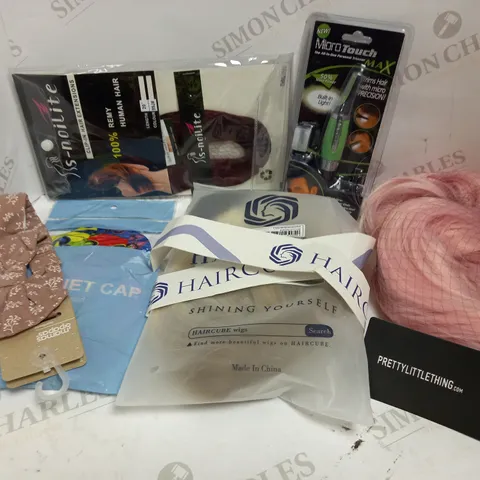 LOT OF APPROXIMATELY 12 ASSORTED HEALTH & BEAUTY ITEMS, TO INCLUDE WIGS, MICRO TOUCH MAX, HAIR BAND, ETC