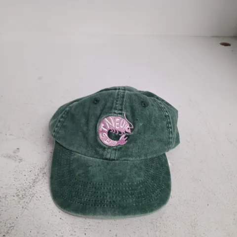 GREEN CORDUROY CAP WITH PINK LOGO PATCH – CAPS