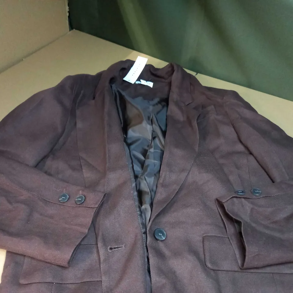 TOPSHOP CHOCOLATE OVERSIZED BLAZER - SIZE 10