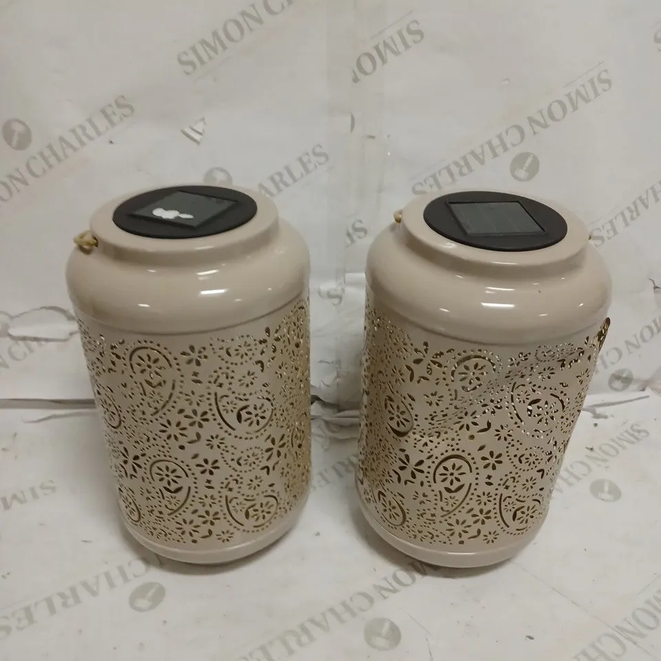 GARDEN REFLECTIONS SET OF 2 PATTERNED SOLAR LANTERNS, PAISLEY