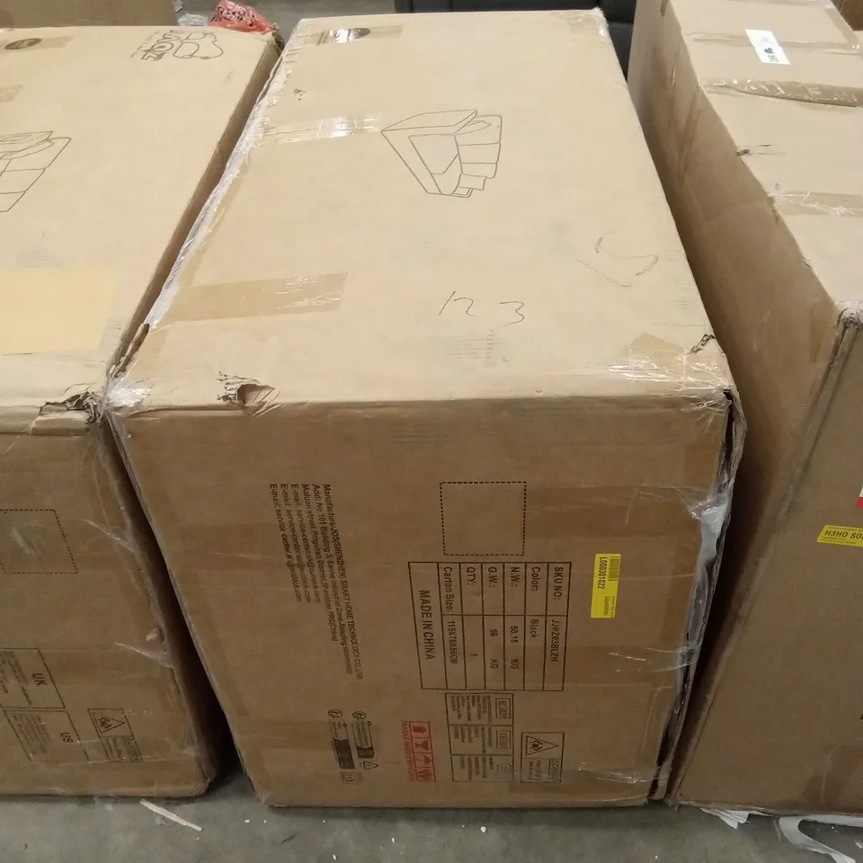 BOXED DESIGNER BLACK FABRIC UPHOLSTERED SOFA (1 BOX)