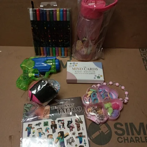 APPROXIMATELY 15 ASSORTED TOYS & GAMES PRODUCTS TO INCLUDE MIND CARDS, FELT TIPS, TEMP TATTOOS ETC 