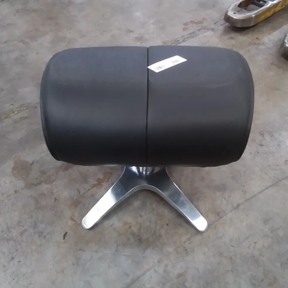 CHAIR FOOT STOOL IN FAUX LEATHER BLACK 