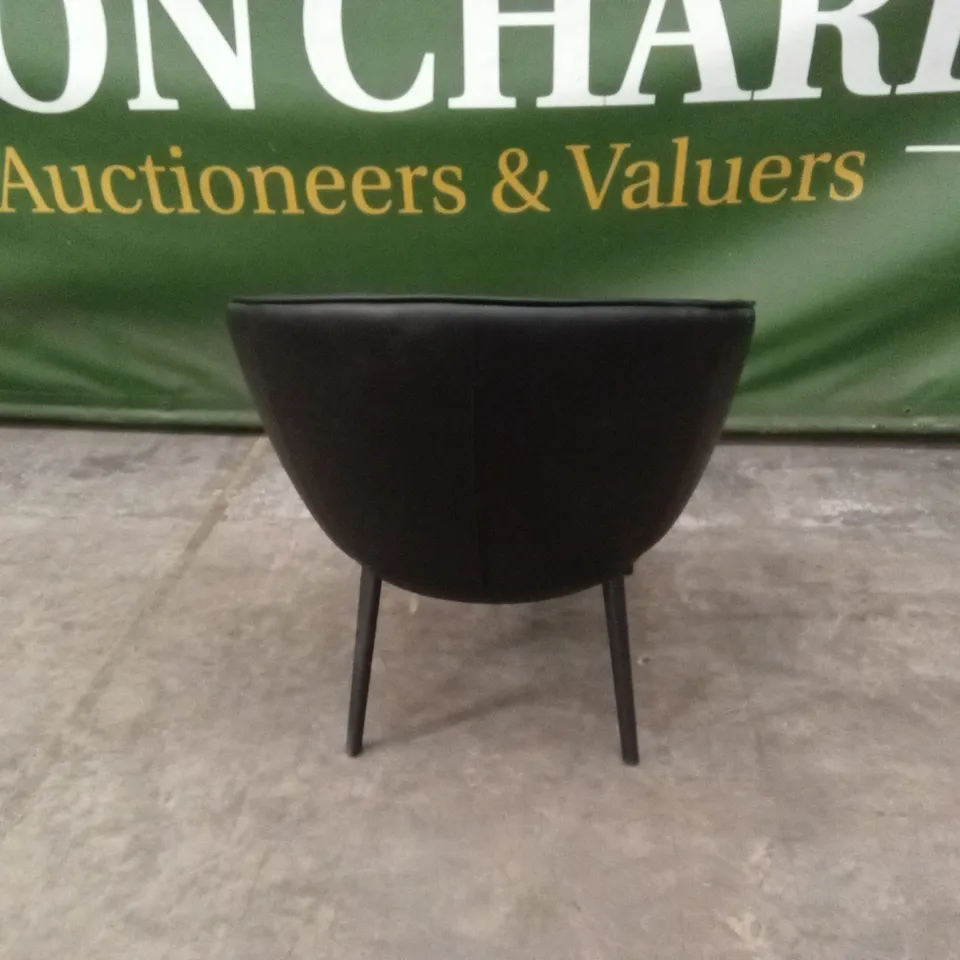 DESIGNER BLACK FAUX LEATHER ACCENT TUB CHAIR