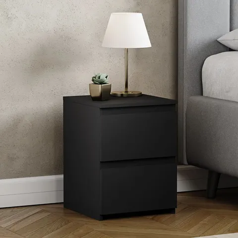 BOXED CUNHA 29.5cm W MANUFACTURED WOOD BEDSIDE TABLE - BLACK (1 BOX)