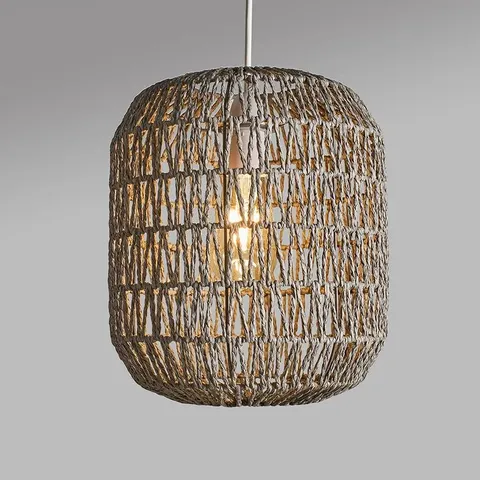 BOXED 30CM H BAMBOO/RATTAN OVAL PENDANT SHADE 