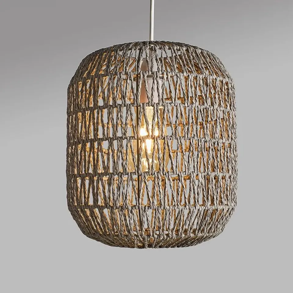 BOXED 30CM H BAMBOO/RATTAN OVAL PENDANT SHADE 
