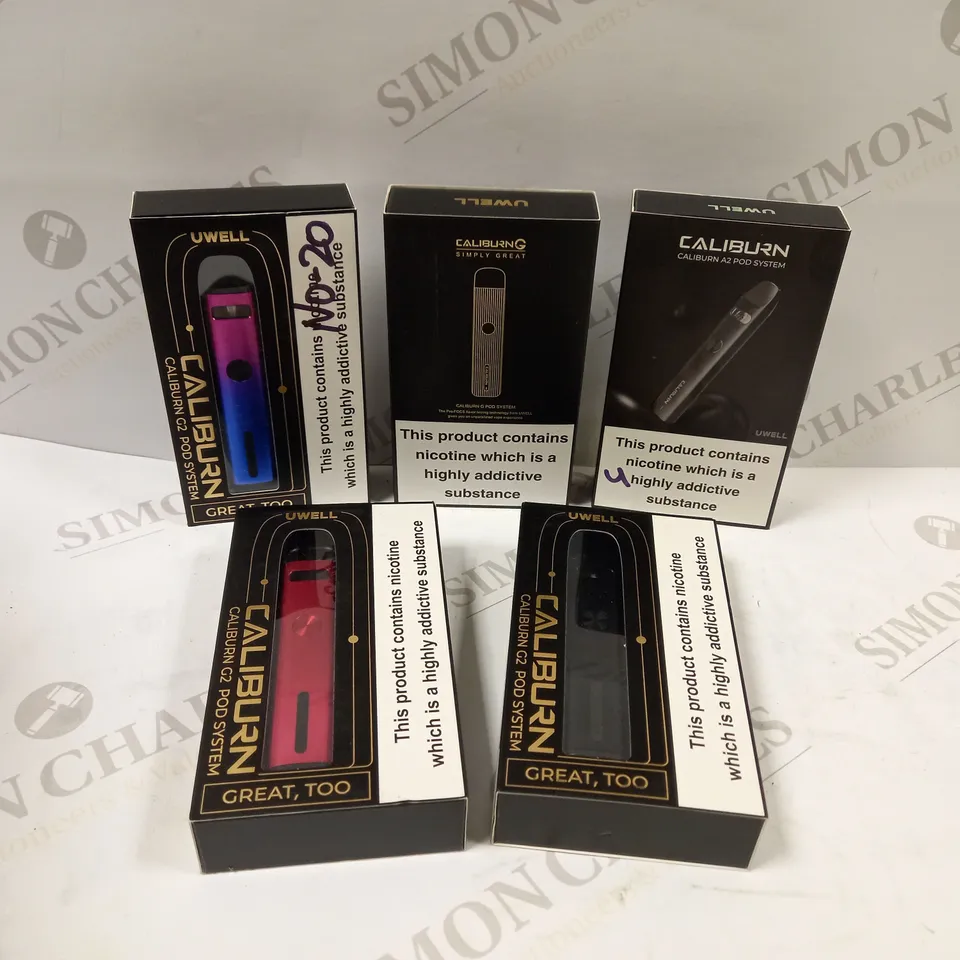 BOX OF APPROX 25 SMOKING ITEMS TO INCLUDE CALIBURN POD SYSTEMS