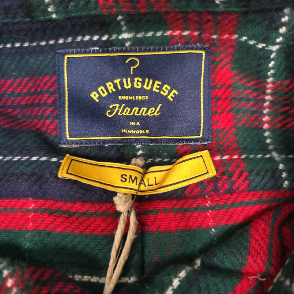 PLAID FLANNEL SHIRT – SMALL (SML), NAVY WITH RED & GREEN