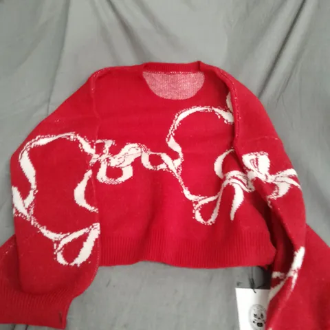 CIDER XL RED CHRISTMAS BOW CROPPED JUMPER 