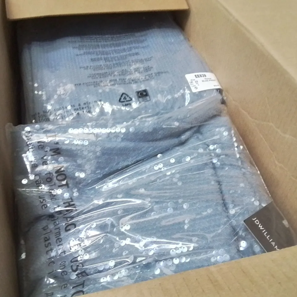 BOXED BRAND NEW APPROXIMATELY 35 JD WILLIAMS SEQUIN COLUMN SKIRT BLUE PRINT SIZE 22