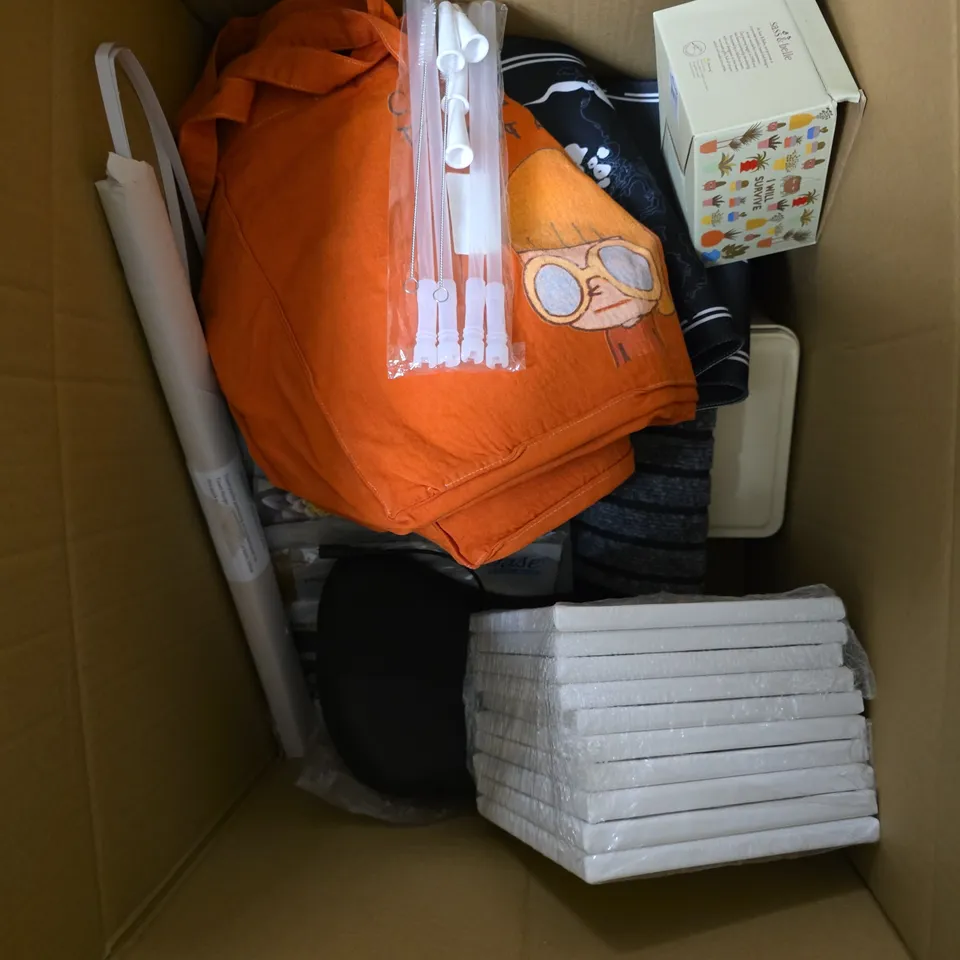 APPROXIMATELY 15 ASSORTED HOUSEHOLD PRODUCTS TO INCLUDE PILLOW CASES, PICTURE FRAME, VEGGIE SLICER ETC 