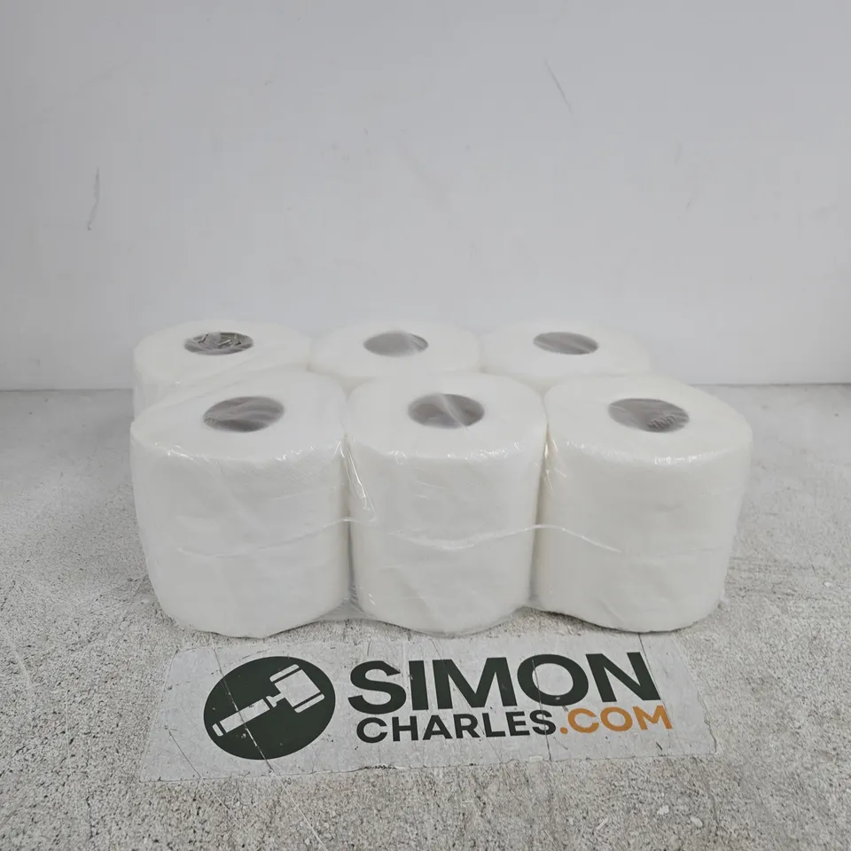 PACK OF 6 WHITE CENTRE FEED EMBOSSED ROLLS