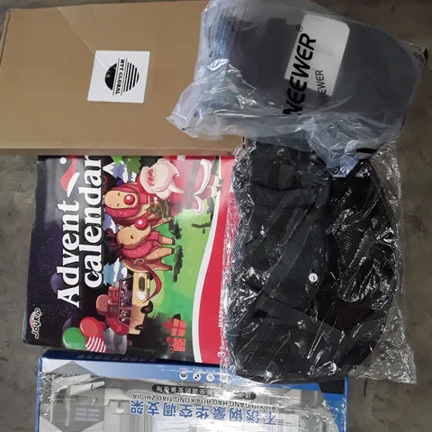 PALLET TO CONTAIN AN ASSORTMENT OF HOUSEHOLD ITEMS TO INCLUDE ADVENT CALENDAR, SHELVES, BAGS AND CAMERA LENS BAGS ECT