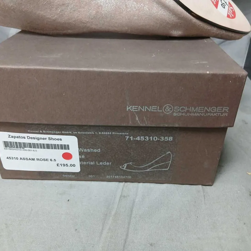 KENNEL & SCHMENGER NUDE SUEDE PEEP-TOE WEDGE HEELS – UK 6.5, BOXED