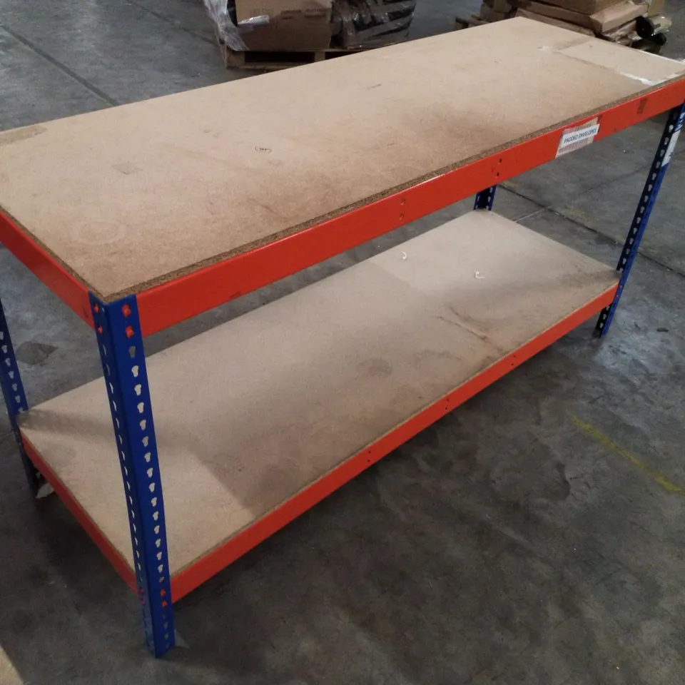 2-TIER SHELVING UNIT 183×61×93CM - BLUE & ORANGE