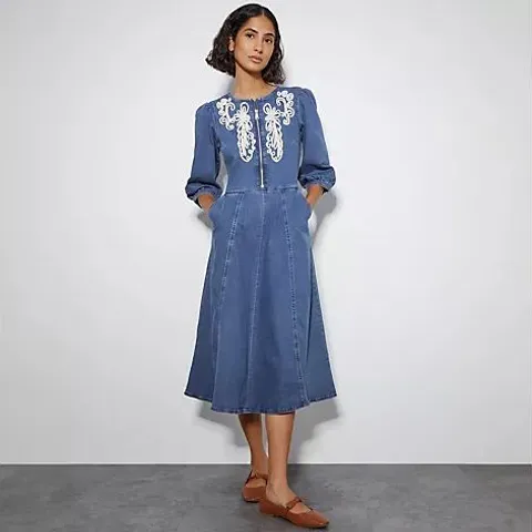 MONSOON KAIA CORNELLI DENIM DRESS SIZE 16