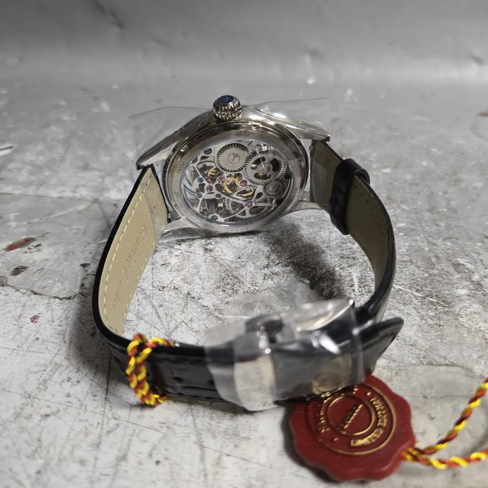 BOXED SWAN & EDGAR HAND ASSEMBLED TOURBILLION GREEN DIAL WATCH 