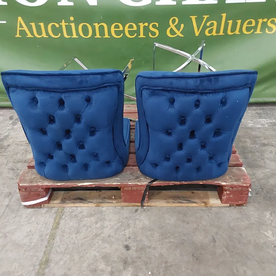 SET OF 2 ROCCO DINING CHAIRS IN ROYAL BLUE VELVET WITH CHROME LEGS